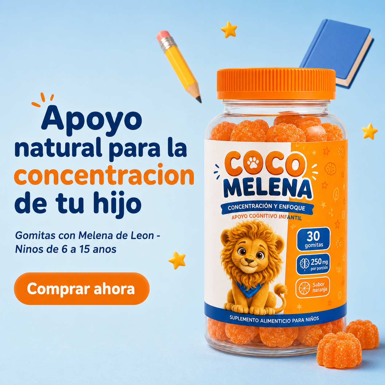 COCO MELENA - GOMITAS DE MELENA DE LEON, CONCENTRACION Y ENFOQUE